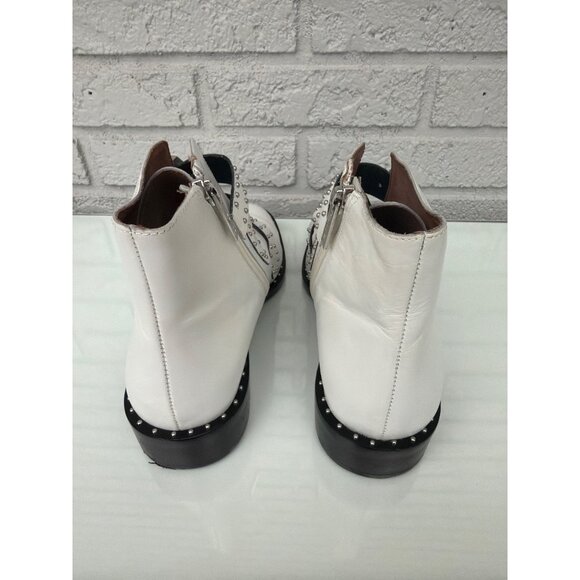 Gianni Bini Harlee Women’s Triple Buckle Zip Studded White Leather Bootie 7.5M - Picture 4 of 11